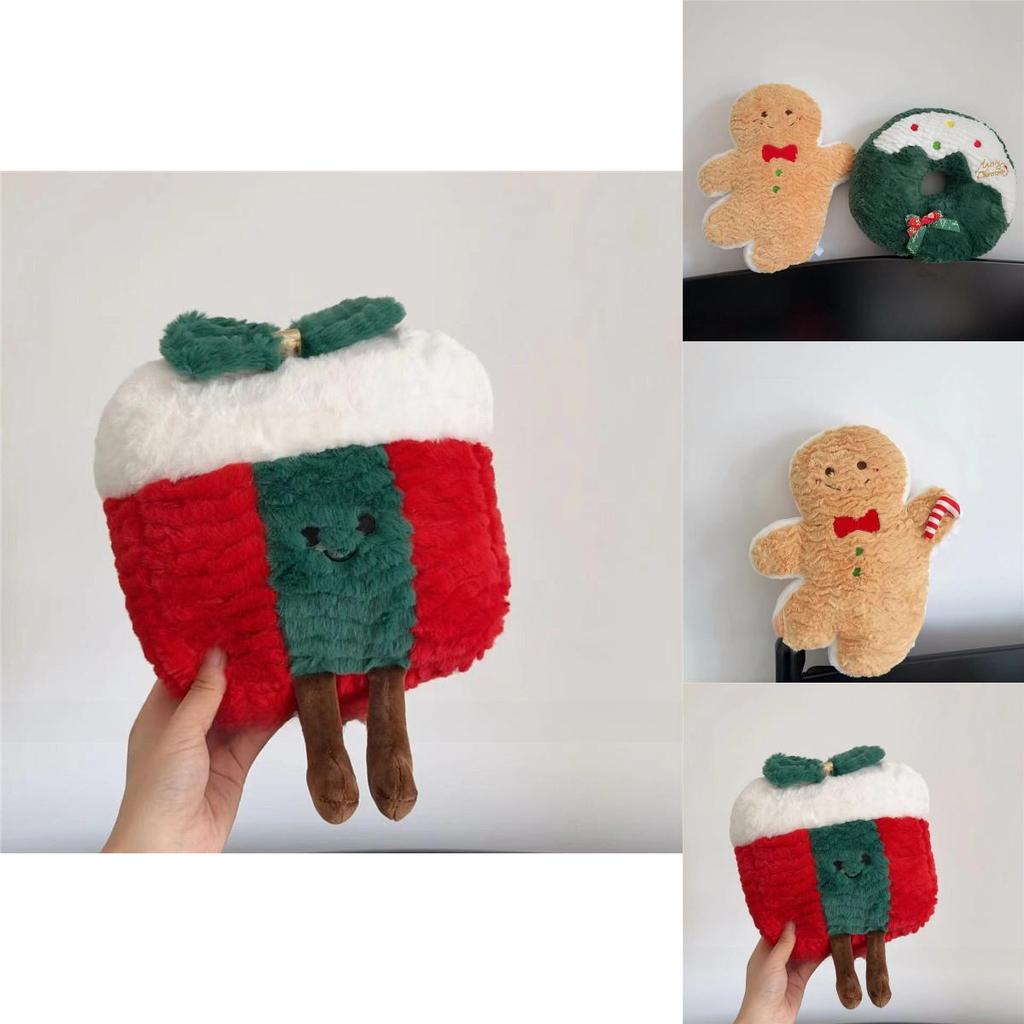 Christmas Plush Pillow With Cartoon Gingerbread Man Design For Holiday Decor And Gifts
