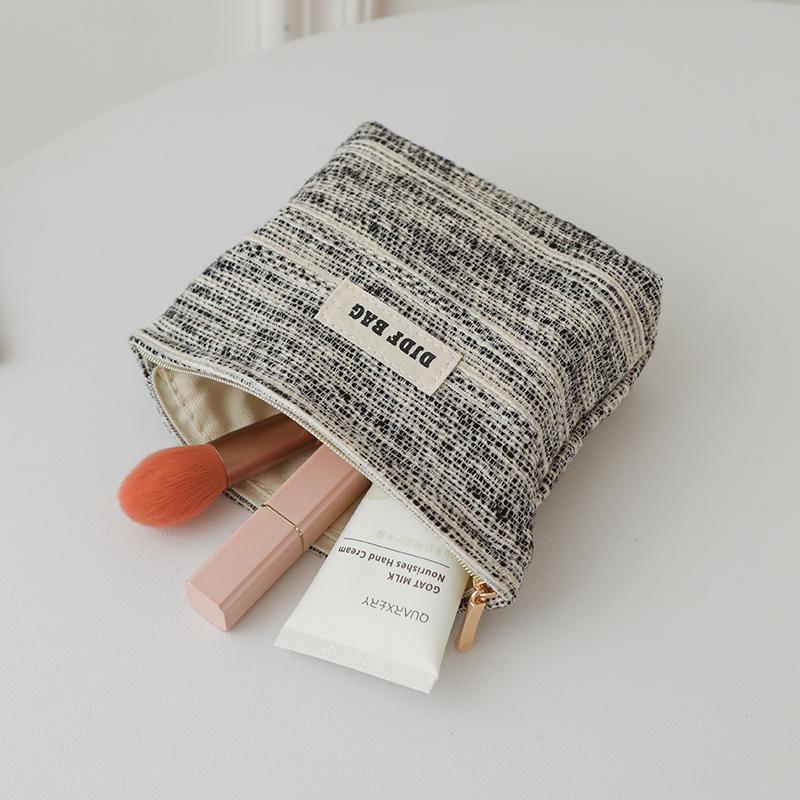 

Черно-белая женская косметичка с узором «гусиные лапки», маленькая мягкая холщовая портативная сумка для хранения, портативная сумка для туалетных принадлежностей, портмоне Ins