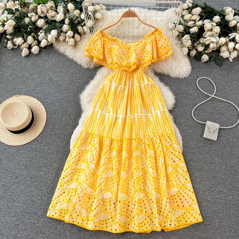 Strapless Sexy off-Neck French Embroidery Dress