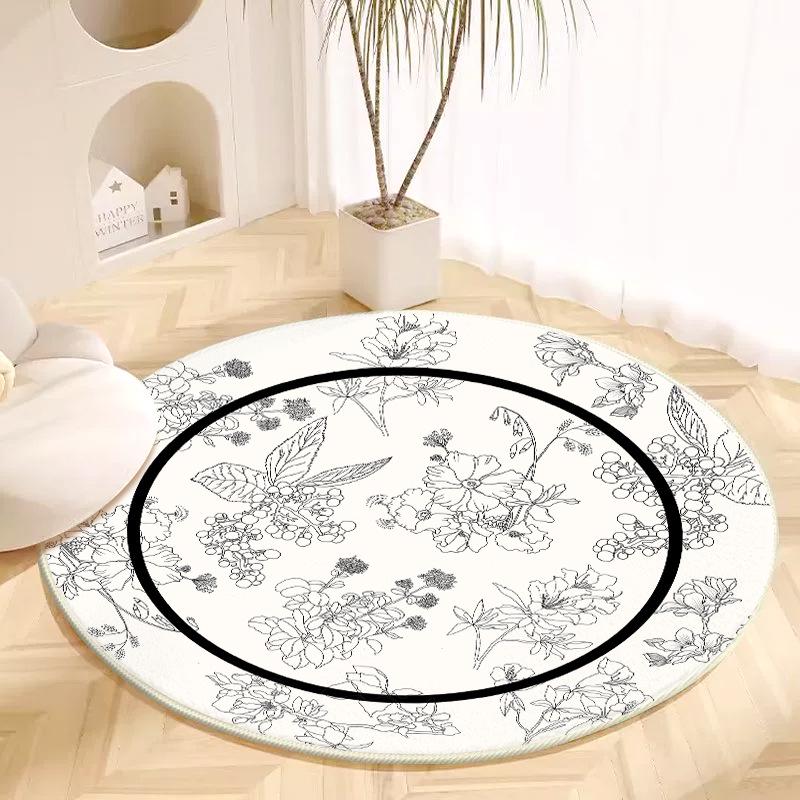 Luxuriöser runder Teppich aus Kunstkaschmir - Schmutzabweisend, rutschfeste Matte für Wohnzimmer oder Schlafzimmer