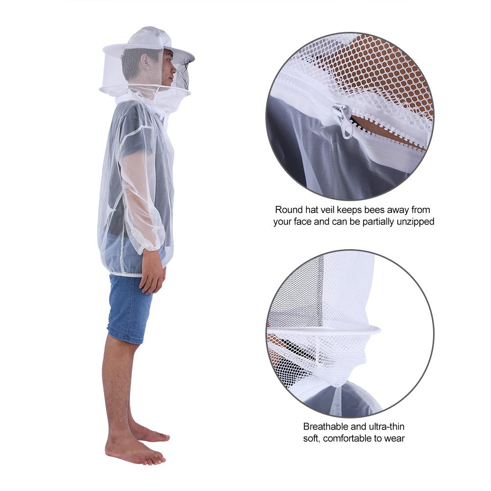 Premium Yarn Beekeeping Jacket, Breathable and  -Thin for Fashionable Beehive, Round Hat Veil for Face  , and Wear-Resistant, Convenient