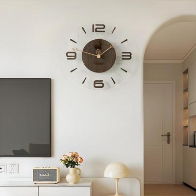 Glückliche Form Wandbatterie Nussbaum Nordisch Modern Gehärtetes Glas Holz Einfach Vollständig für Wohnzimmer Einweihung Batteriebetrieben Holzfarbe 2 Uhr, Stilvoll,