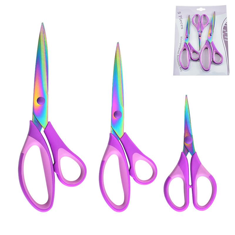Handcrafted Three-Piece Scissors Set with Stainless Steel Blades Comfortable Rubber Handles for Sewing And Artistic Projects