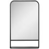 Modern Square Wall Mirror with Storage Shelf, 86 X 53 Mirrors for Living Room, Bedroom, Black