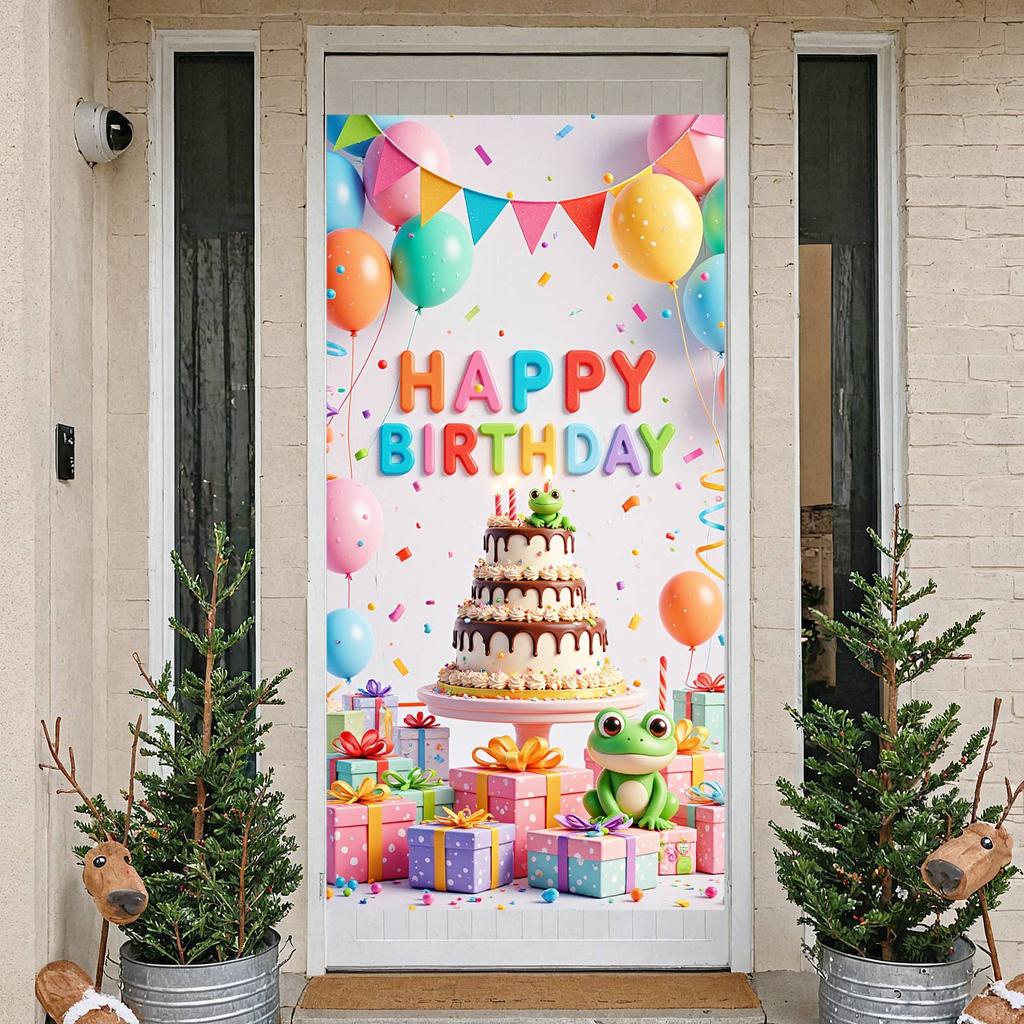 Kindergeburtstagsbanner Gestuftes Geburtstagskuchen-Geburtstagsparty-Banner Festliches Schmuckbanner Für Kinderfeier Innen