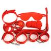 EM41 Leather 7 PCS SM Erotic Toy Set Couple Flirting Bondage Binding Kit Handcuffs Mouth Ball Gag Collar Whip Sex Toys