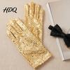 Breathable Sequin Gloves 1 Pair Shiny Silver for Adults Stretchy Mesh Lightweight Metallic Sparkly Performance Dance Stage Costumes Halloween Party