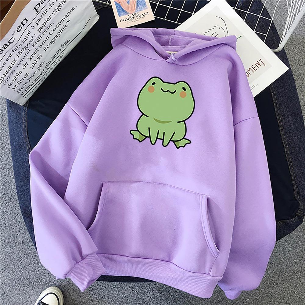 New candy-colored sweater, frog same long-sleeved fleece top