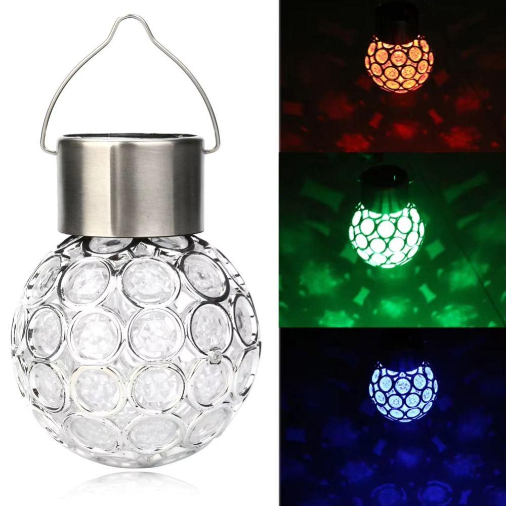 Waterproof Solar Lights Motion Sensor Round Ball LED Lights Crystal Ball Glass Chandeliers Outdoor Lights Lawn Decoration