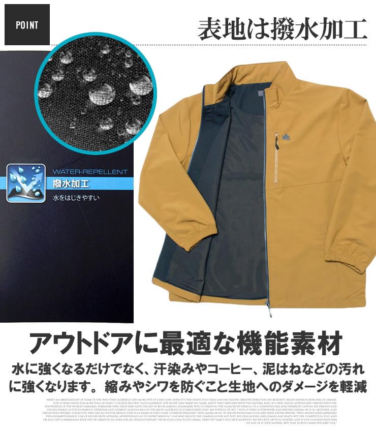 One Colors LOGOS PARK Men's Nylon Jacket, Water-Repellent, Logo Print, Stand-Up Blouson, Size 4L, Black (49)