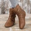 Plum-sized Shoes, Ankle Boots, Women's Shoes, New Autumn and Winter Pleated Pile Boots, Flat Ankle Boots