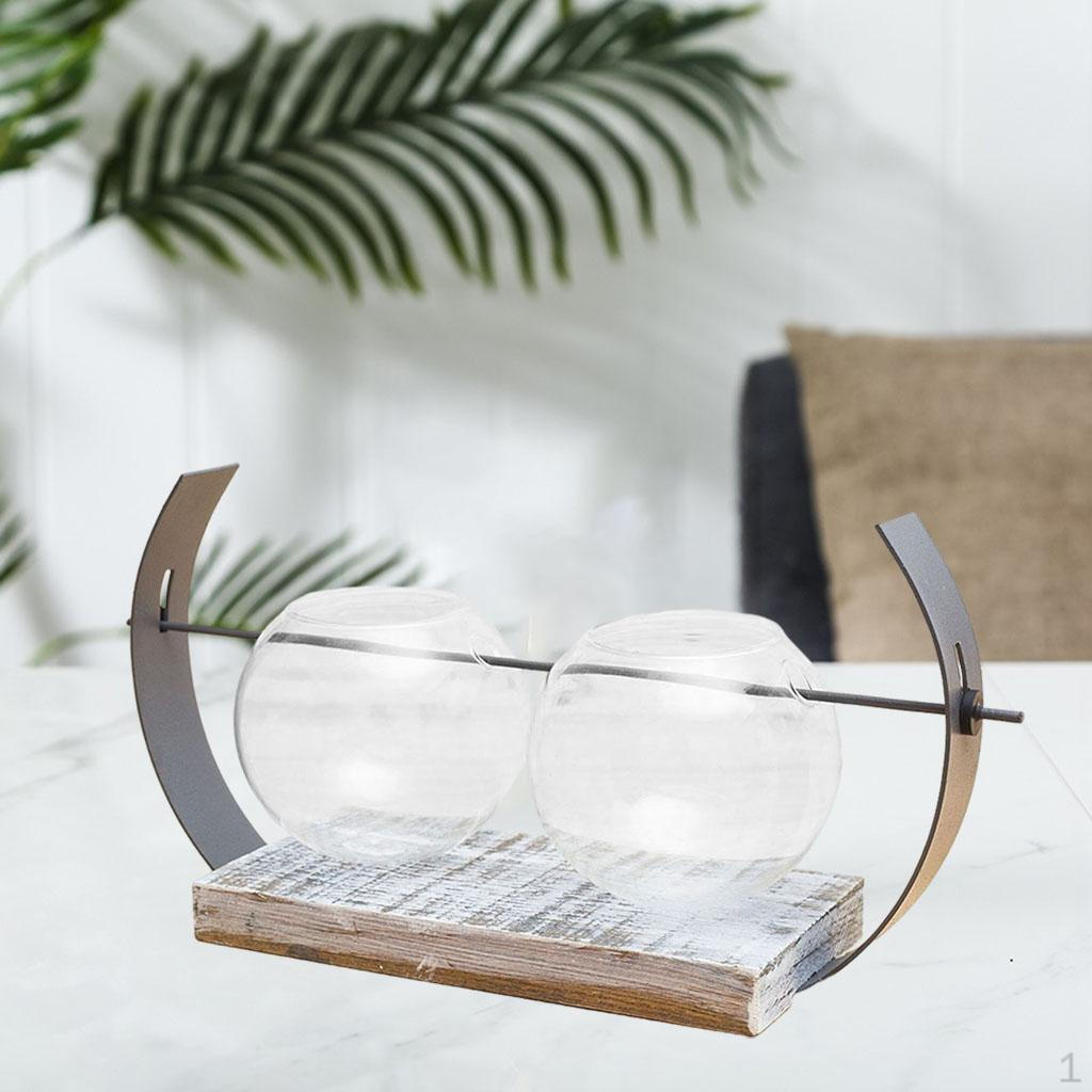 Terrarium with Metal Stand, Air Er Bulb Glass Vase Holder Retro Tabletop for S Home and Garden