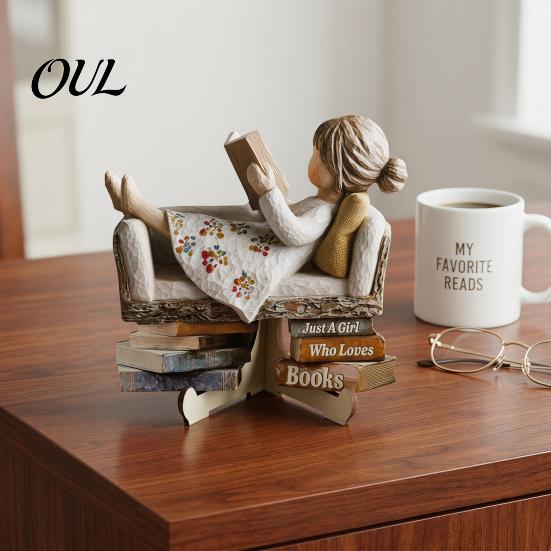 Fine Craftsmanship Decorative Items Wooden Reading Desktop Ornaments for Home Office Decor, Minimalist Figurine, Fashionable Small Creative Art Craft