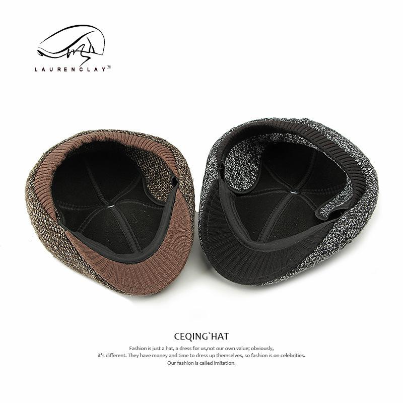 In the elderly woolen hat men's autumn and winter cap piled thickened warm beret ear protector octagonal hat tide