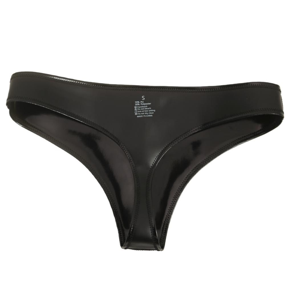 Sexy Donna Double Sided PVC Lucido Slip Biancheria Intima PU Finta Pelle Lattice Collant Slip Perizoma G-String Cameriere Perizoma Vita Bassa Abbigliamento da Palcoscenico