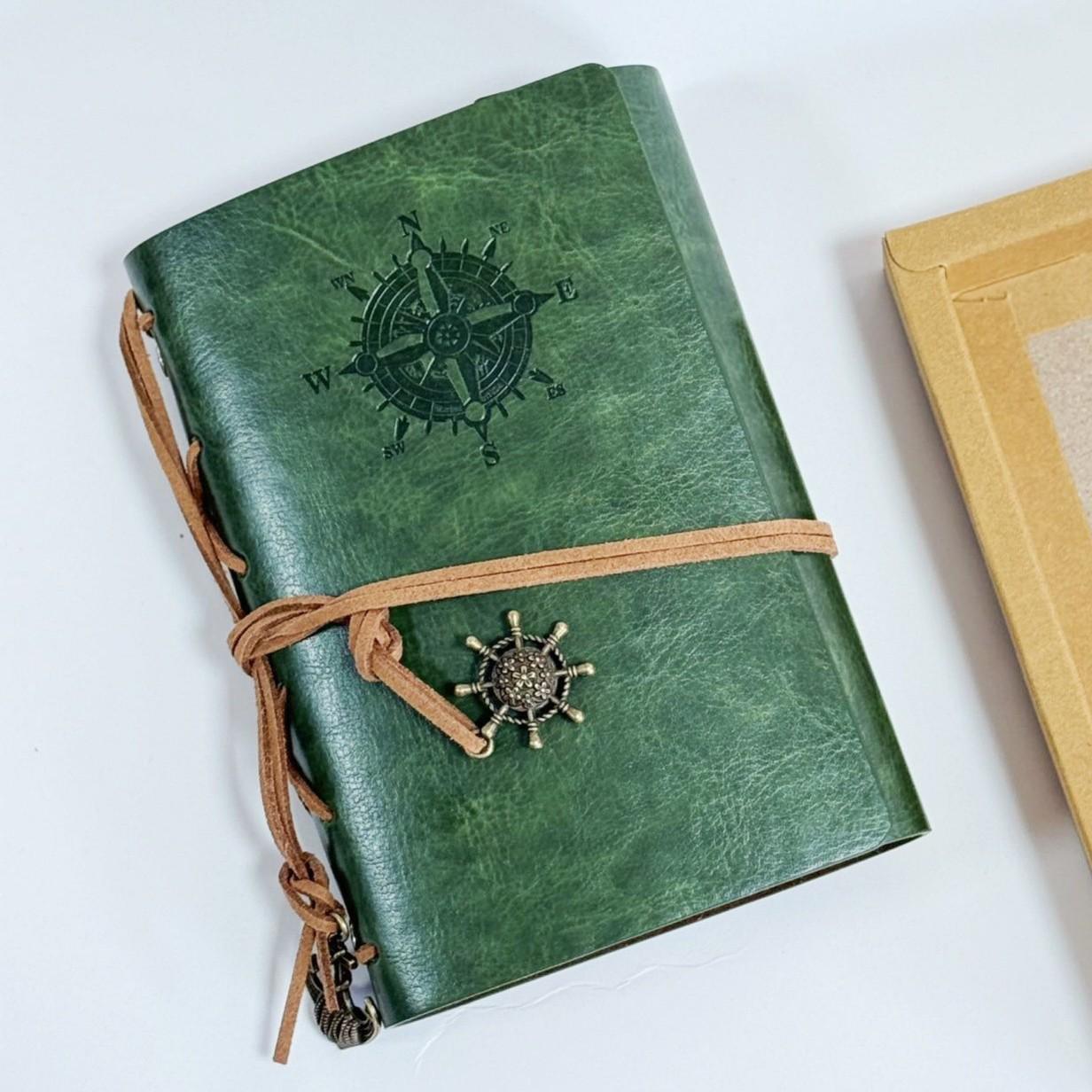 Retro Leather Travel Journal with Strap - B6 Kraft Paper Notebook