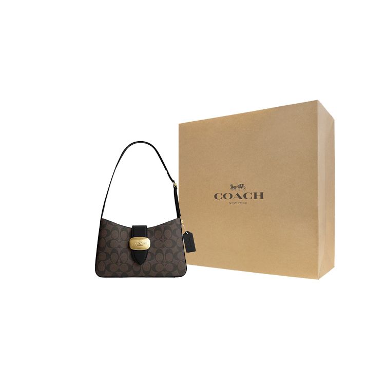 Coach Eliza Shoulder Bag 25 Classic Monogram Non-Detachable Shoulder Strap Clasp Handheld Shoulder Bag Synthetic Leather Medium CP005-IMAA8