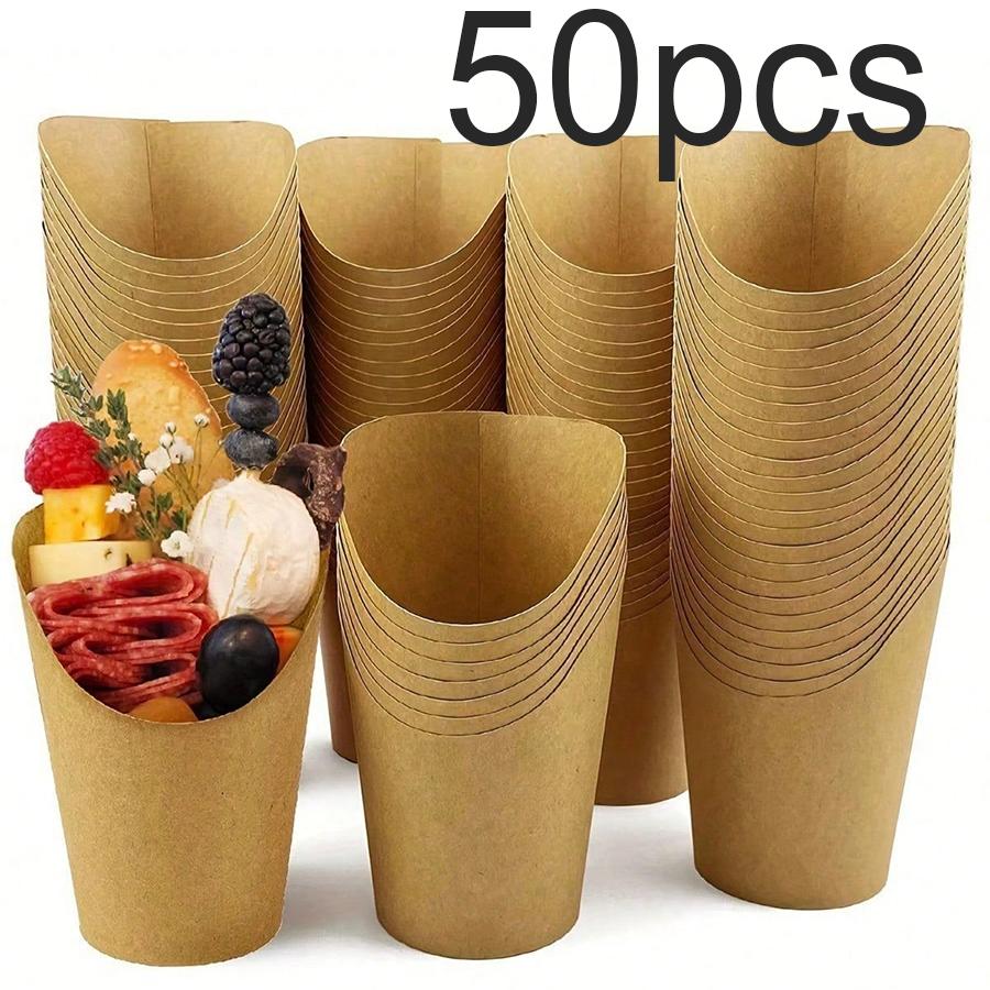 

50-200 шт. Бумажные стаканчики для картофеля фри из крафт-бумаги, одноразовые стаканчики для закусок, стаканчики для вечеринок и праздников, бумажные стаканчики для кексов