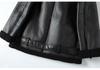 Women's Mid-length Lambswool Leather Motorcycle Jacket - European & American Winter Style