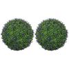 Set of 2 Artificial Plants In Ball Shape, UV-Resistant, Artificial Plants for Indoor and Outdoor Use, 42 Cm, Green+Purple