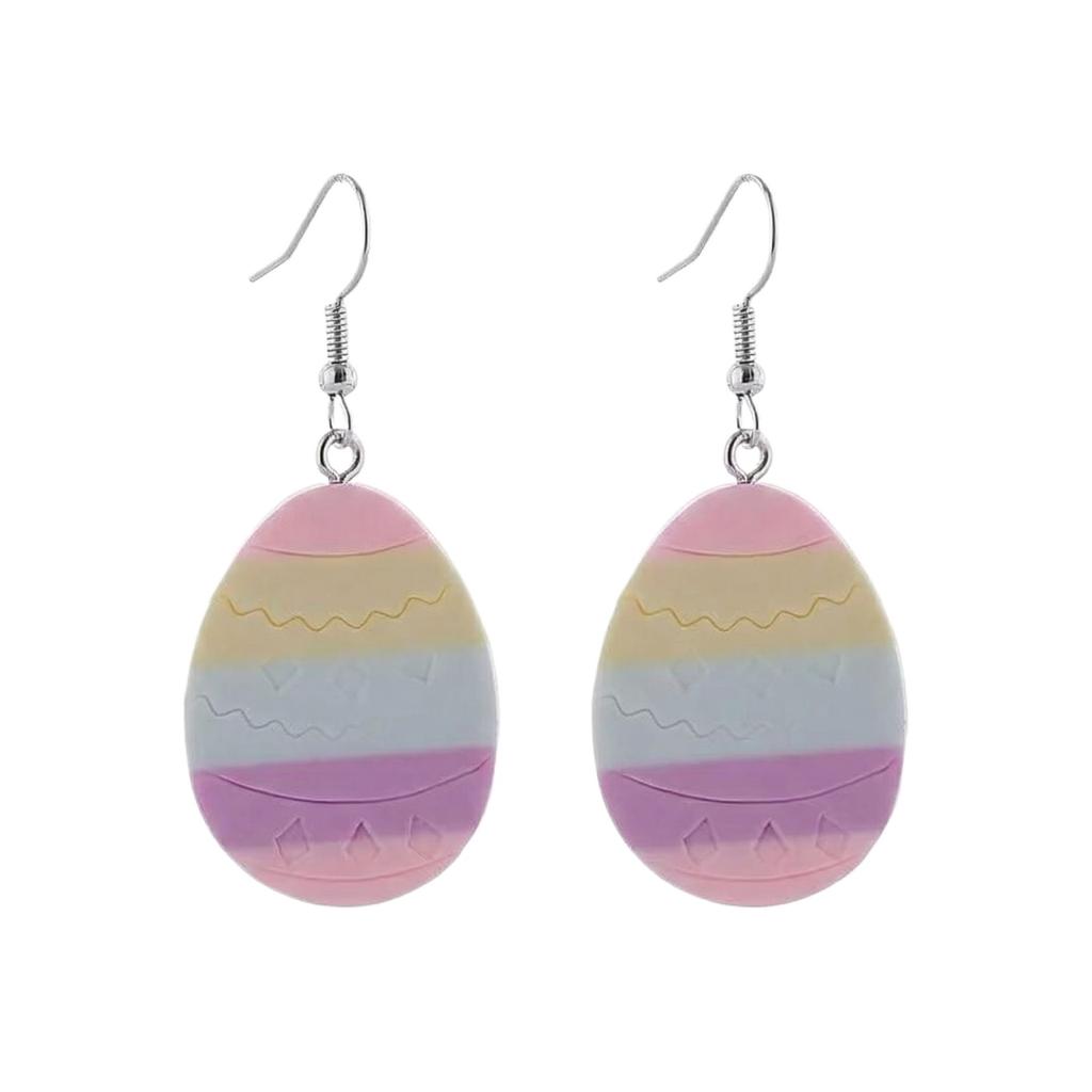 Easter Egg Dangle Earrings Lightweight Polymer Clay Handmade Drop Earrings with Hook Fastening Suitable for Daily Wear and Special Occasions