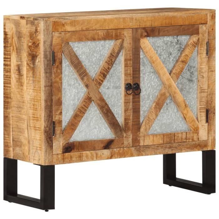 VidaXL Buffet 80x30x71 cm bois de manguier brut massif et métal 355842