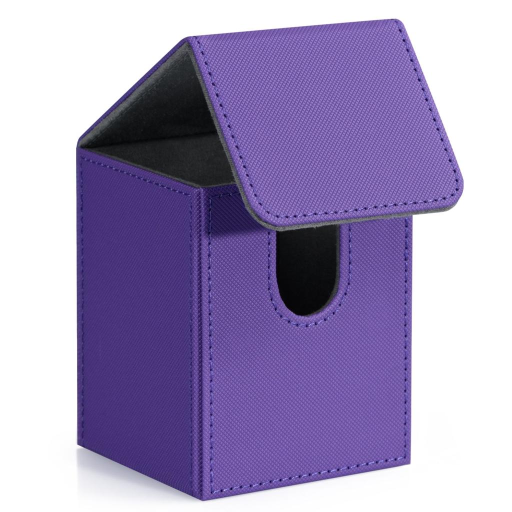 Card Deck Box,Card Storage Box holds 100+ Single Sleeved Cards, PU Leather Magnetic Closure for Magic cards TCG cards