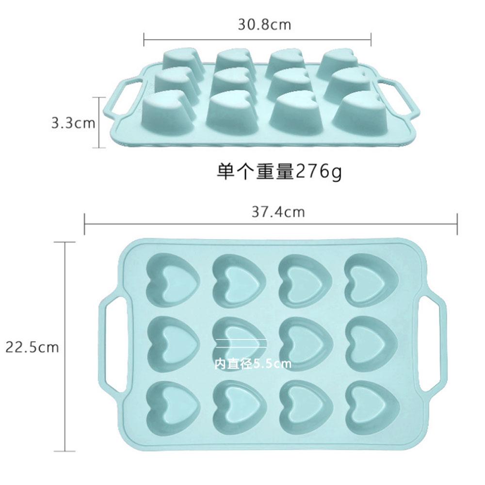 

12-гнездная силиконовая форма для торта в форме сердца, шоколада, печенья, желе, льда, выпечки, закусок, мыла, свечей, набор для изготовления подарков зелёный