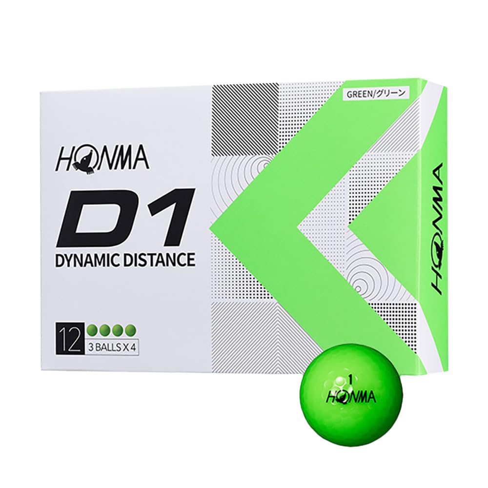 

Honma Golf Balls D1 D-1 BT2201, 2-Piece Soft Ionomer Distance Golf Balls, 1 Dozen (12 Balls), HONMA/BT2201/Green
