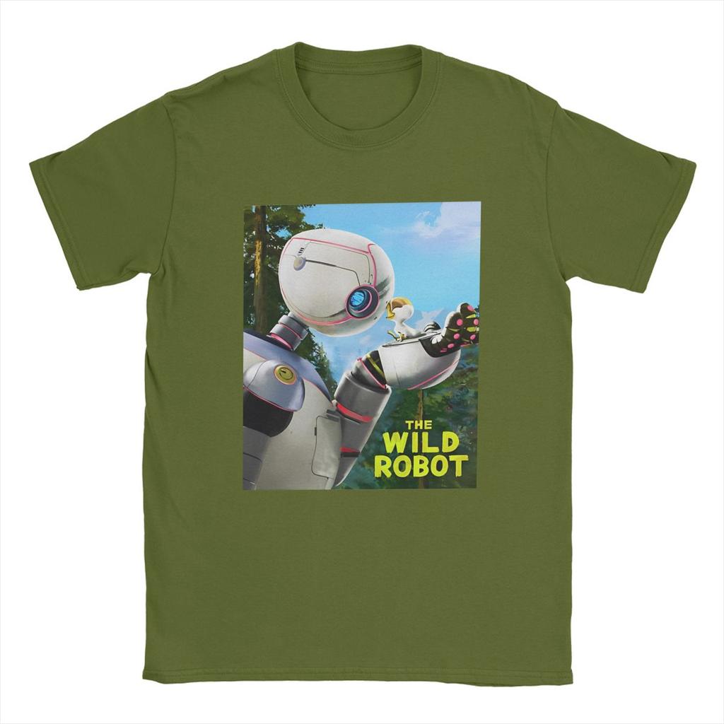The Wild Robots T-Shirt for Men 2024 New Cartoon Awesome Cotton Tee Shirt Crew Neck Short Sleeve T Shirts Gift Idea merch