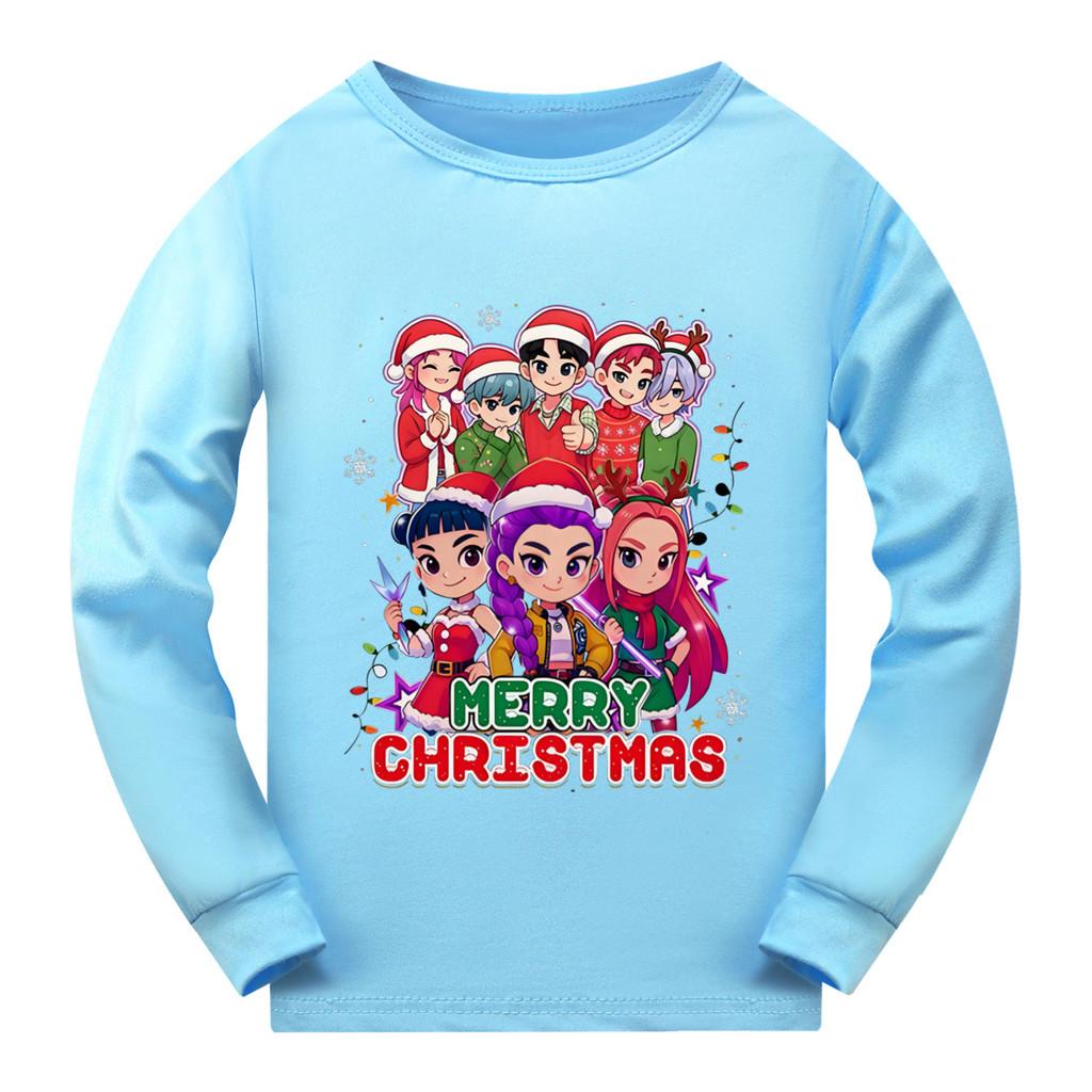 5099 Dětské Dívčí Vánoční Novoroční Rumi Zoey Mira Potisk Super Star Tričko s Dlouhým Rukávem