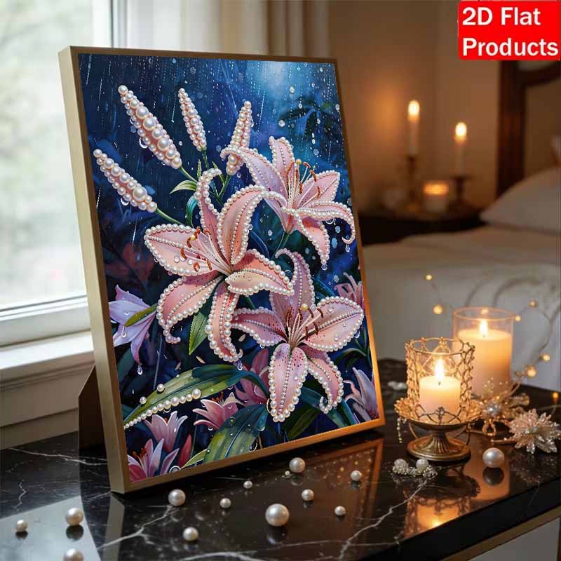 DIY Little Lily Pearl Diamond Art Kits Without Frame 30x40cm Gem Art Diamond Painting Kits for Adults/Beginners Gift Idea Home Wall Decor