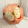 1pc Butterfly Pink Automatic Folding Umbrella, Heavy Duty 8 Rib Iron Frame,  Suitable for Travel, Daily Use, Birthday, Decor Gift M0104085