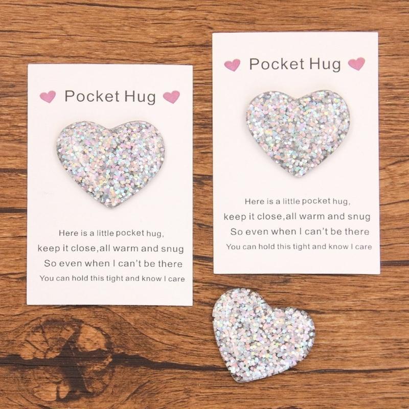Pack of 3 Sophisticated Pocket Hug Heart Shape Ornament Pocket Hug Heart for Women Friend University School Gift