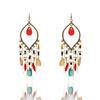 New Chinese Bohemian Long Crystal Tassel Earrings Exaggerated Ethnic Elegant Dangle Earrings For New Year Gift