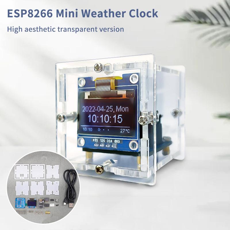 ESP8266 Mini Weather Clock Kit Electronic Weather Station Multifunctional WIFI Digital Clock DIY Soldering Project Practice Kit