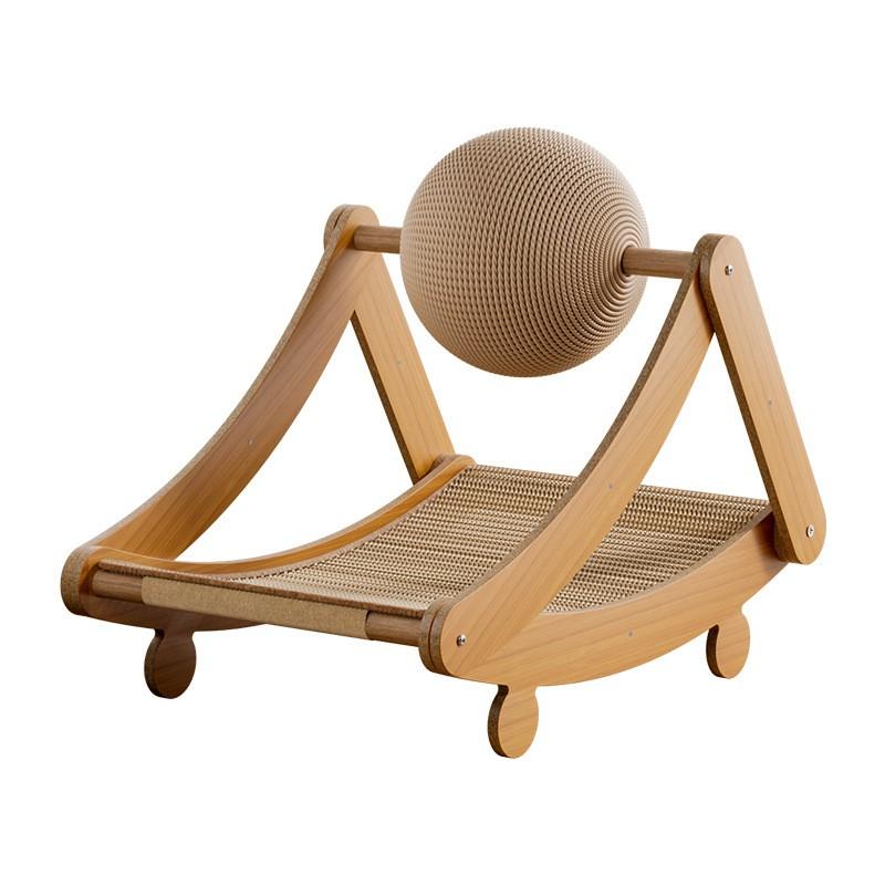 Wooden Cat Scratcher With Integrated Bed Lounge Tower Large Cats Durable Sisal Rope Scratch Surface
