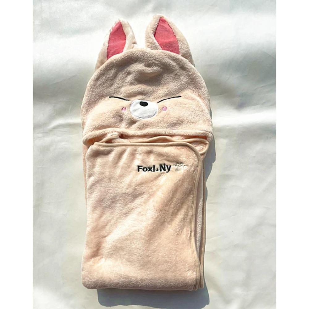 MINISO Kpop Skzoos Hooded Blanket Cartoon Cute Flannel Lazy Shawl Cape Blankets Bangchan LeeKnow ChangBin Felix Gifts Home Decor