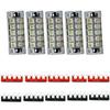 10pcs(5 Sets) 5pcs 600V 15A 5 Positions Double Row Screw Terminal Strip with Cover+5pcs 600V 15A 5 Positions Black Red