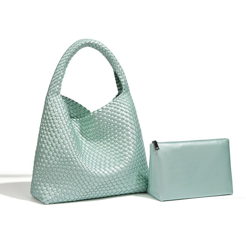 Borsa intrecciata a mano da donna, alla moda, casual, a mano, a tracolla, grande capacità, da ascella
