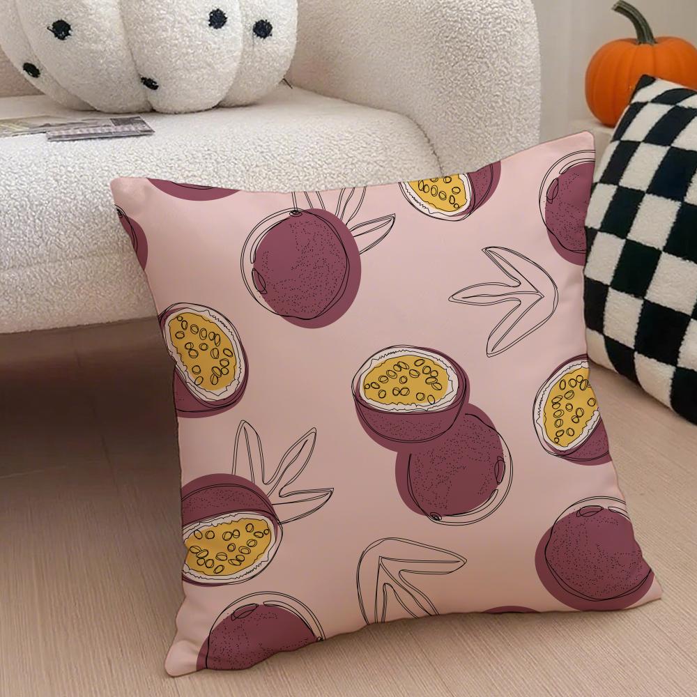 Fresh Vibrant Textile Pattern FFruit Print Art Cushion Cover Throw Pillow Cover Hidden Button Durable Polyester Chair Cushion