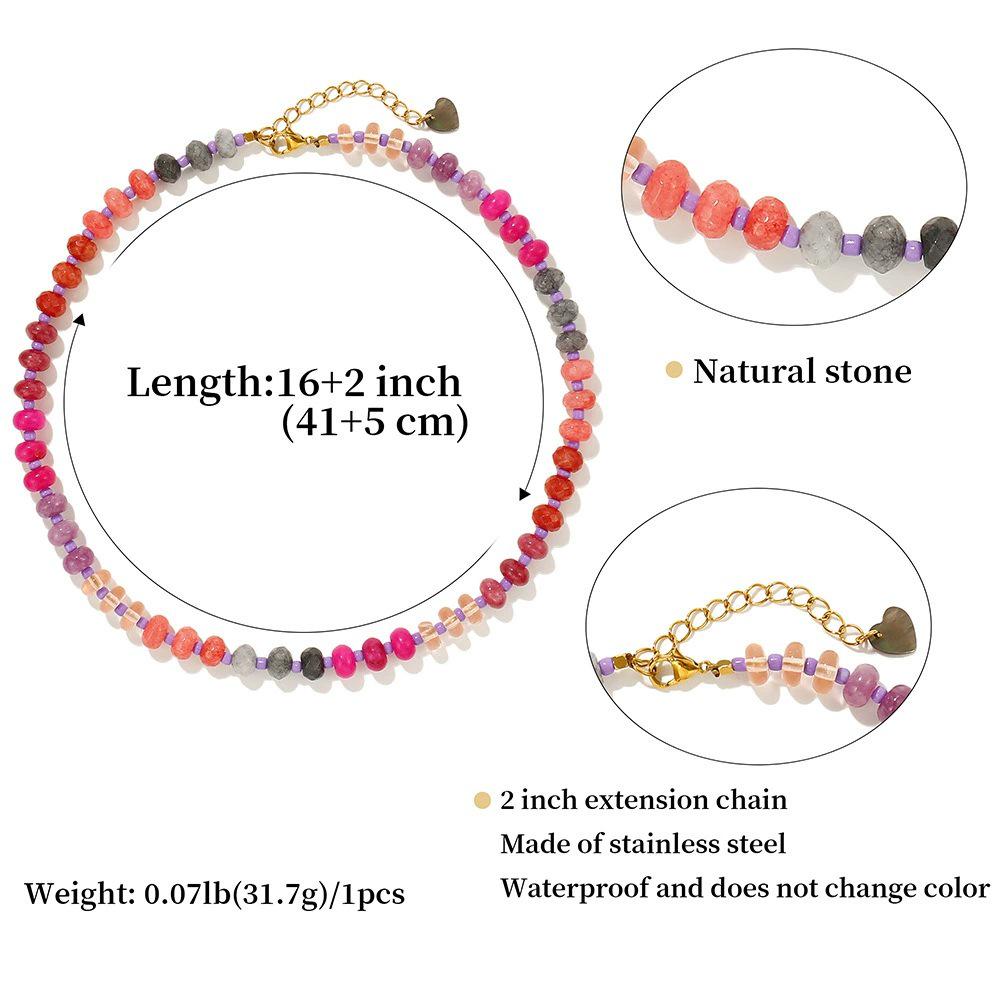Bohemian Rainbow Natural Stone Beaded Necklace