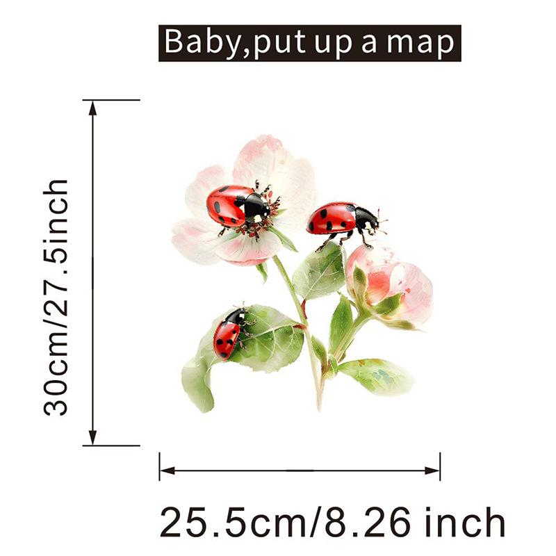 Hand Painted Floral Ladybug Toilet Seat Sticker Waterproof Self-Adhesive Removable Decal for Bathroom WC Decoration