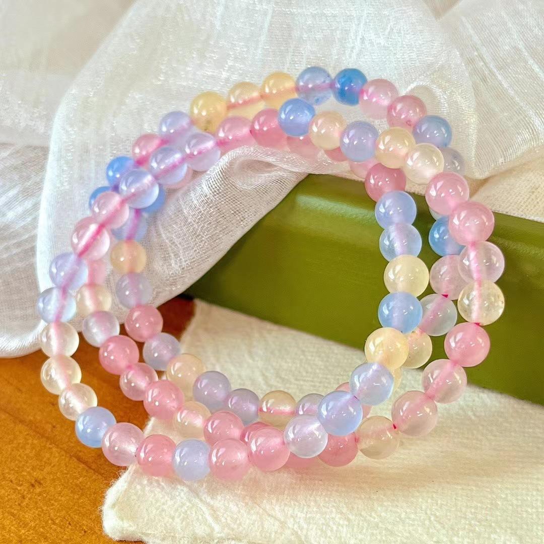 Vintage Multi-Circle Candy Color Natural Quartzite Stone Bracelet Bracelet Dopamine