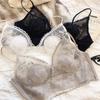 French Lace Beautiful Back Embroidery Women's Thin Big Breasts Show Small Steel Rim Rabbit Ears Crystal Cup Bra Ultra-thin Underwear