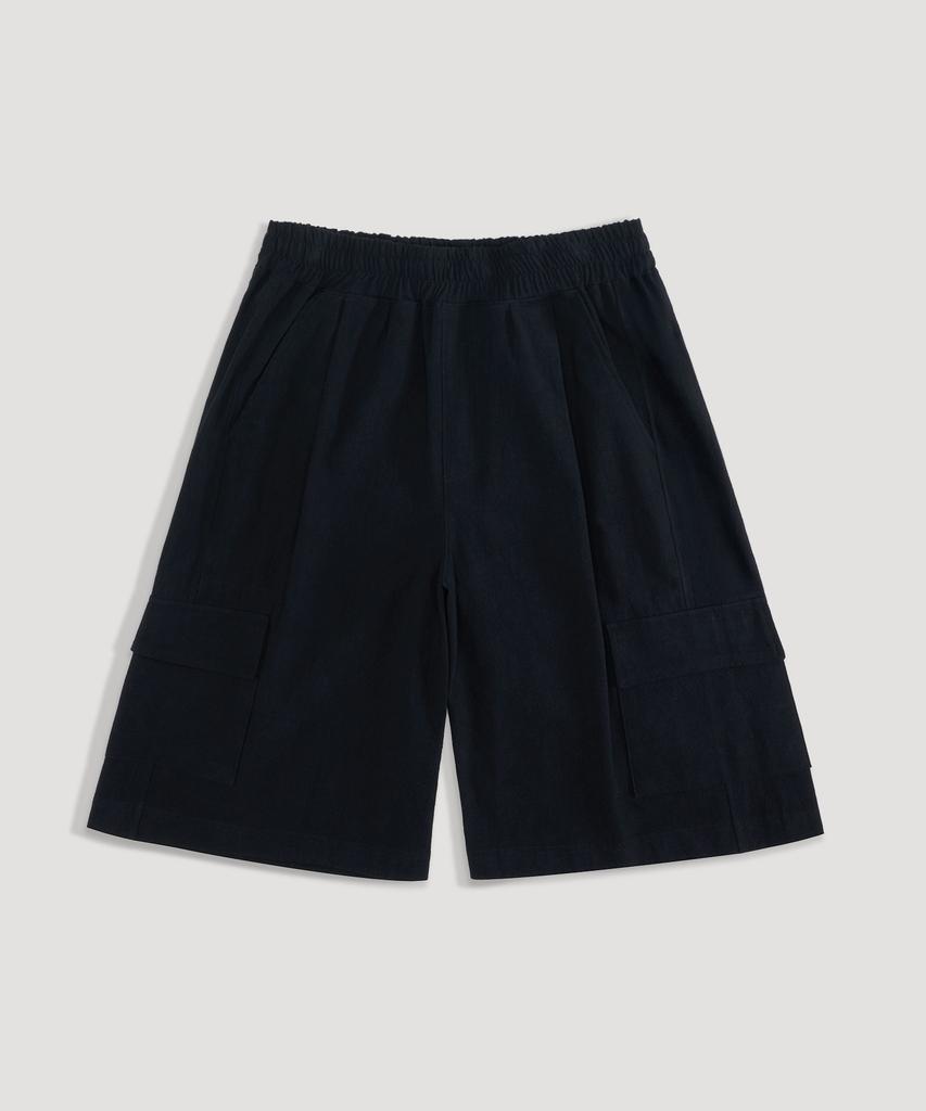 UNTAPPED STUDIO [2Pack] Bermuda-Like Linen Double-Pleated Wide Cargo Half Pants 3 Colors