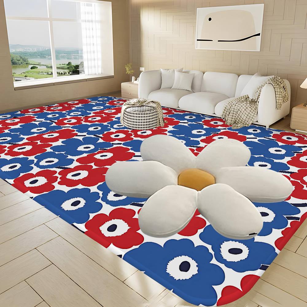 

M-Marimekko-U-Unikko Flowers Room Mats Retro Multiple Choice Living Room Kitchen Rug Non-Slip Welcome Rug 40x60cm