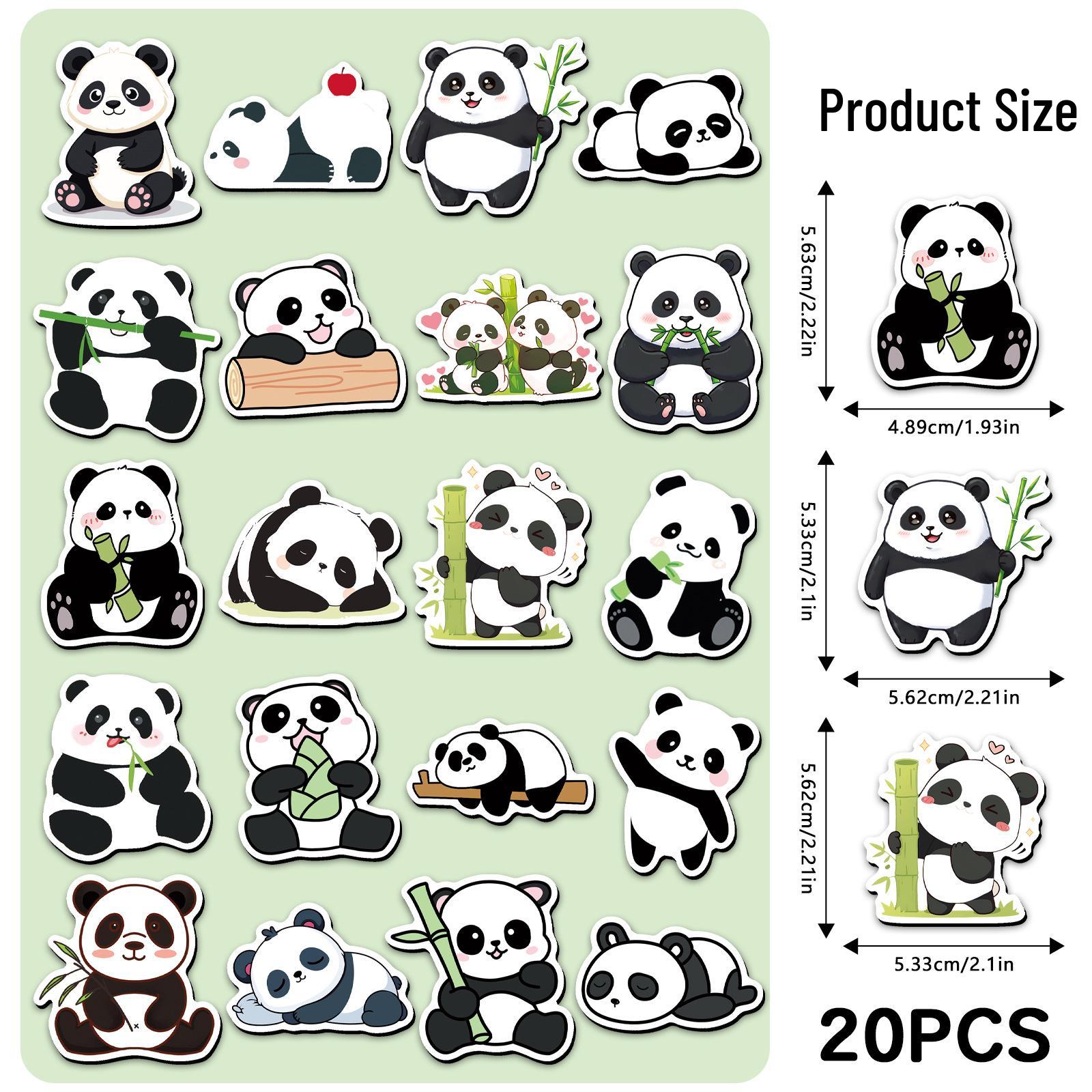 20pcs Cute Panda Q Version Refrigerator Magnets – Soft Magnetic Animal Stickers for Fridge & File Cabinet Decor