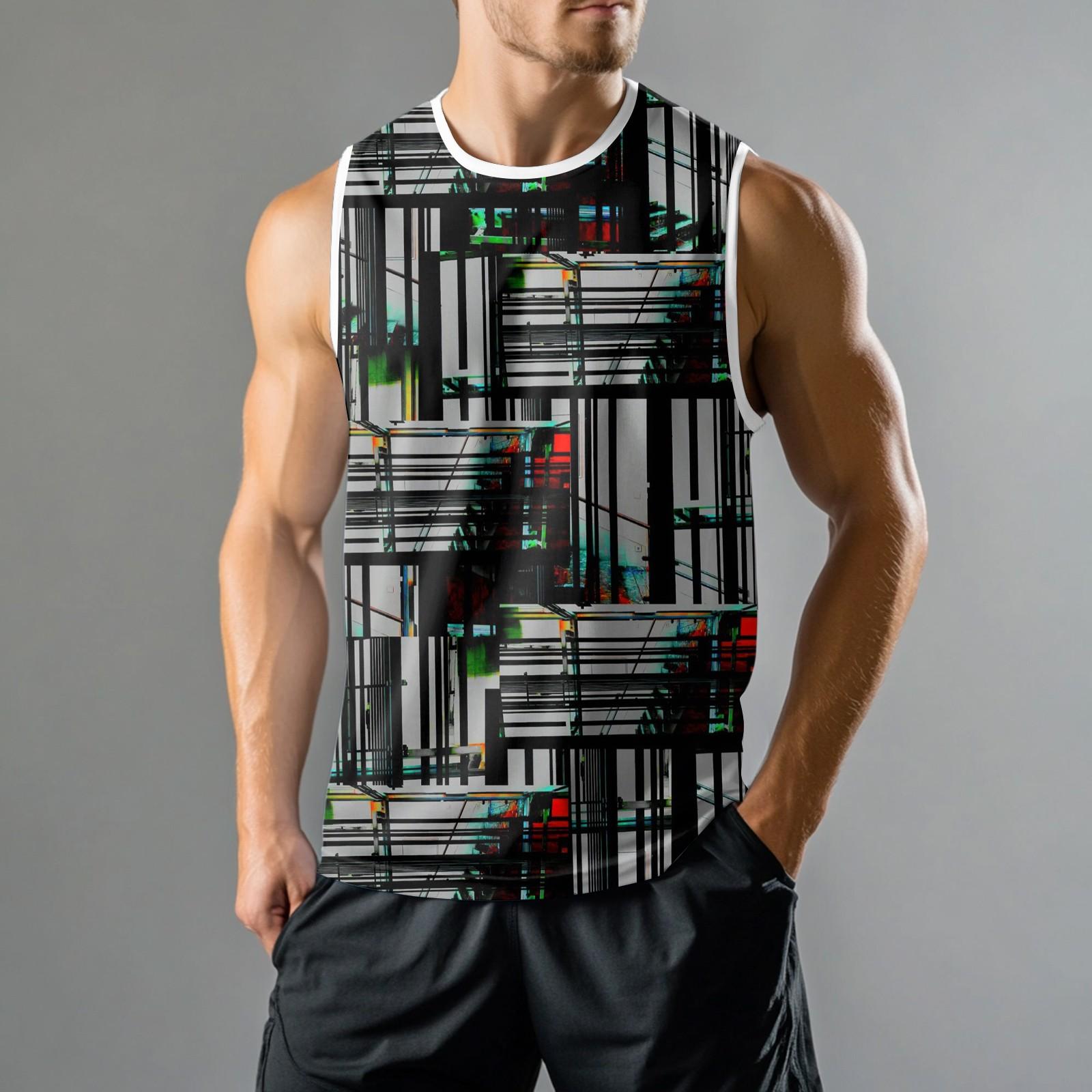 

Мужская мода принтованный спортивный повседневный жилет без рукавов L