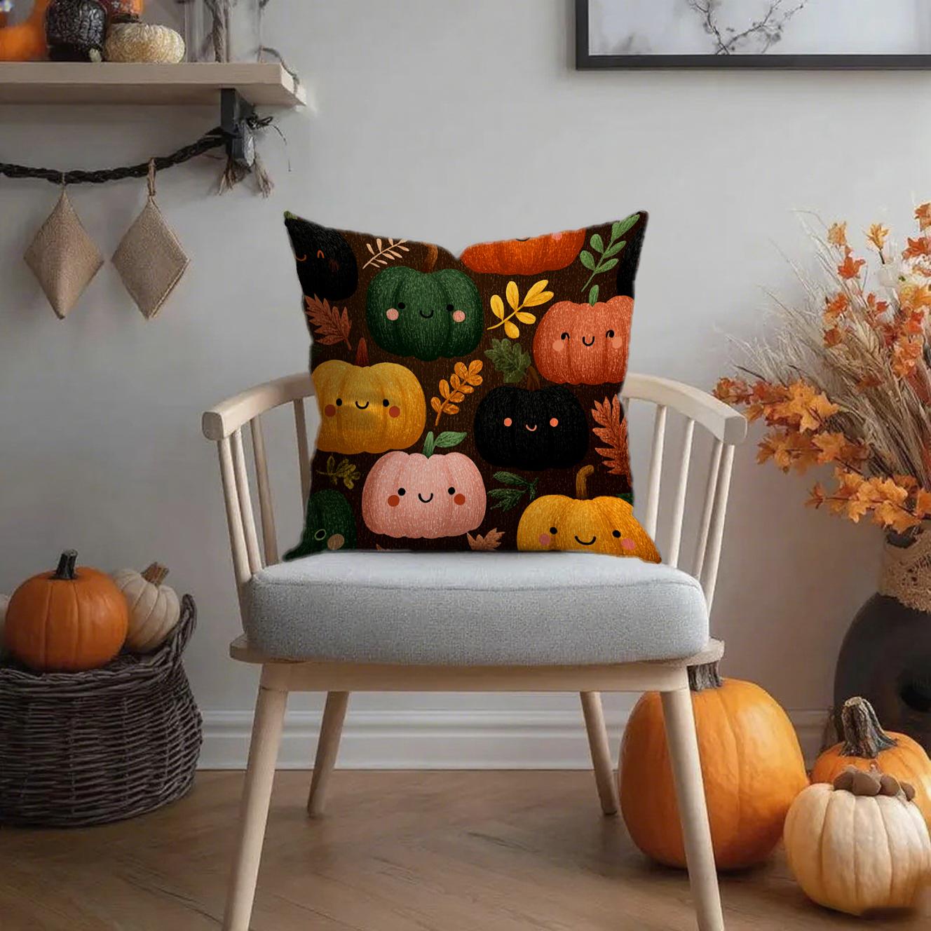 

Halloween Pumpkin & Ghost PillowcasesSuitable for sofa car bedroom decorative cushion cover pillow cover 16x16Inch